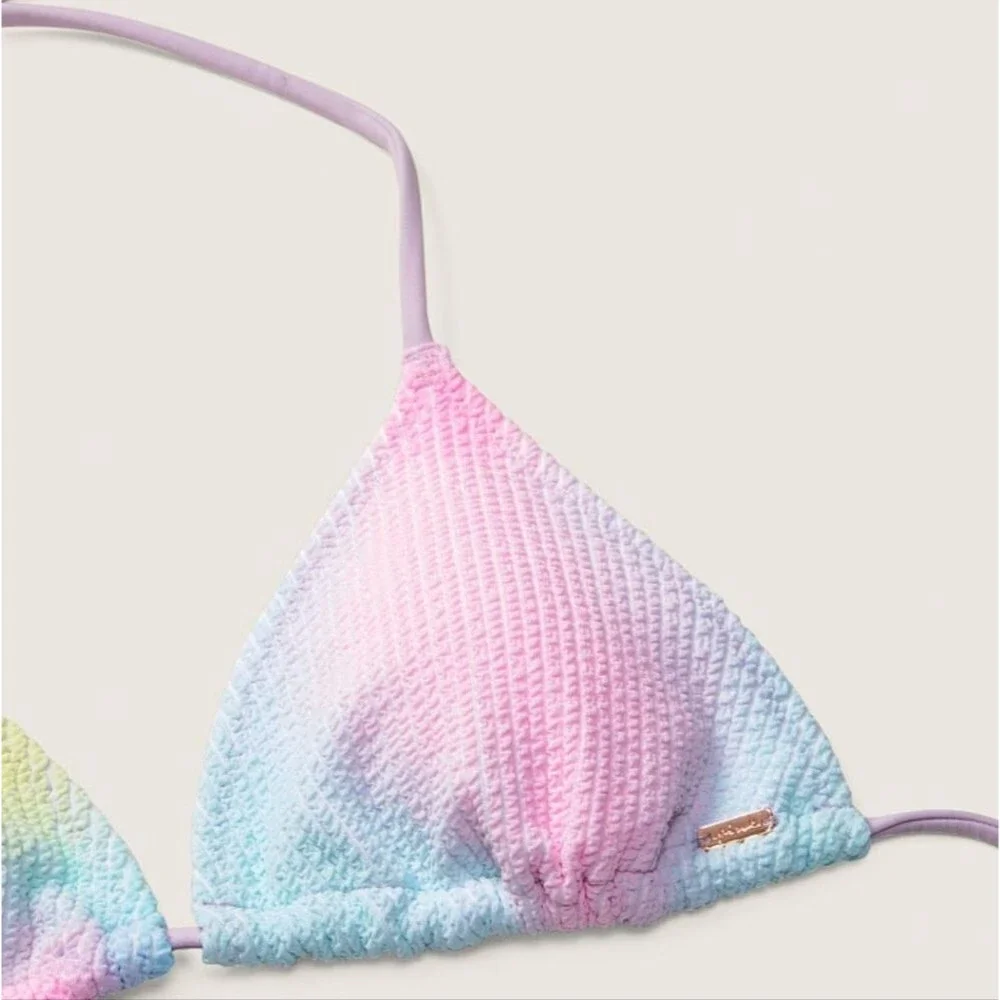 Victoria's Secret PINK CRINKLE TRIANGLE BIKINI TOP Sky Blur Pastel